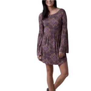 O’Neill Mini dress Long Sleeve Multicolored scoop neck V Back Dress Size Medium